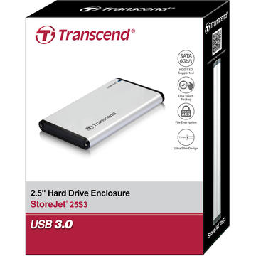 HDD Rack Transcend StoreJet 25S3 HDD Case 2.5'' USB 3.0 SILVER