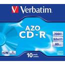 Verbatim CD-R [ jewel case 10 | 700MB | 52x | Crystal | DataLife+ AZO ]