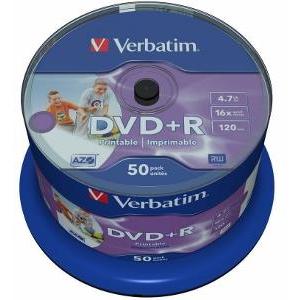 Verbatim DVD+R[ 4.7GB, 16x, spindle, Wide Photo printabil, 50 bucati ]