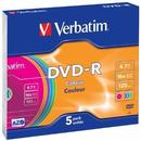Verbatim DVD-R [ 4.7GB, 16x, slim jewel case, colorat , 5 bucati]