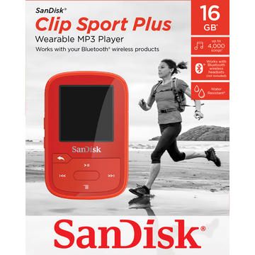 Player Sandisk MP3 16GB CLIP SPORT PLUS - red