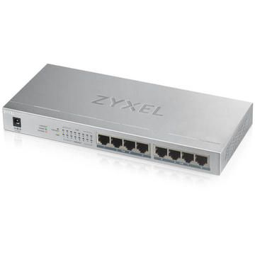 Switch ZyXEL 8 Port Gigabit PoE+ unmanaged desktop Switch, 8 x PoE, 60 Watt