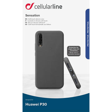 Husa Cellularline Husa Capac Spate SENSATION Negru pentru Huawei P30