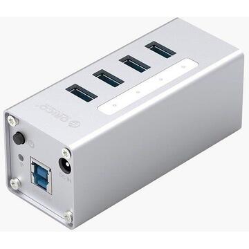 Orico A3H4 V2 Aluminiu 4 port-uri USB 3.0 argintiu