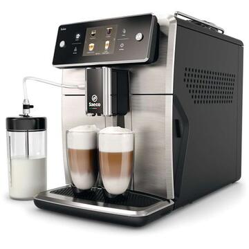 Espressor SAECO Xelsis SM7683/00, Ecran tactil cu Coffee Equalizer, Sistem Latteduo, 15 selectii , 6 profiluri, Rasnita ceramica cu 12 trepte, AquaClean, Negru/Inox