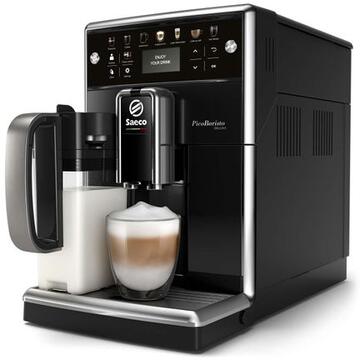Espressor SAECO PicoBaristo Deluxe SM5570/10, Carafa pentru lapte integrata, 13 varietati de cafea, Rasnita ceramica reglabila in 12 trepte, AquaClean, 1.7l, Negru