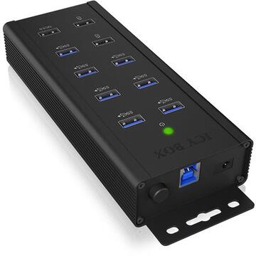 RaidSonic IcyBox 7x Port USB 3.0 HUB si 3 porturi incarcare