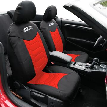 Husa scaun Huse Scaune Auto Sparco Sport rosu - negru 11 buc