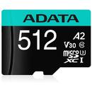 Card memorie Adata 512GB Premier Pro MICROSDXC, R/W up to 100/80 MB/s, with Adapter