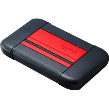 Hard disk extern External HDD Apacer AC633 2.5'' 1TB USB 3.1, shockproof military grade, Red