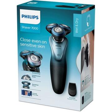 Aparat de barbierit Philips S7940/16, umed si uscat, Lame GentlePrecision, Senzor de adaptare la barba, Perie de curatare, Argintiu/Negru