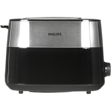 Prajitor de paine Philips HD2516/90, 830 W, 2 fante variabile, functie dezghetare, grilaj incalzire integrat, 8 setari, Negru