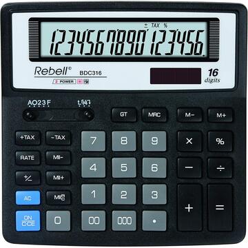 Calculator de birou Calculator de birou, 16 digits, 156 x 156 x 30 mm, Rebell BDC 316 BX - negru