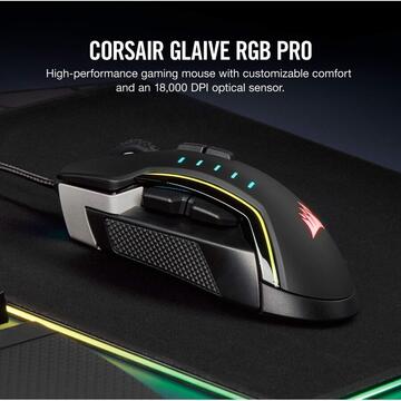 Mouse Corsair Glaive PRO RGB Gaming Mouse, Alu, 18000 DPI, Optical