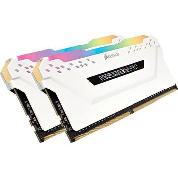 Memorie Corsair VENGEANCE RGB PRO, 32GB (2 x 16GB), DDR4, DRAM, 3200MHz, C16, White