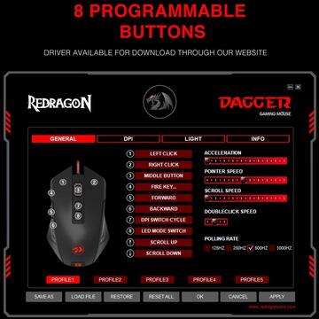 Mouse Redragon Dagger RGB 10000DPI Black