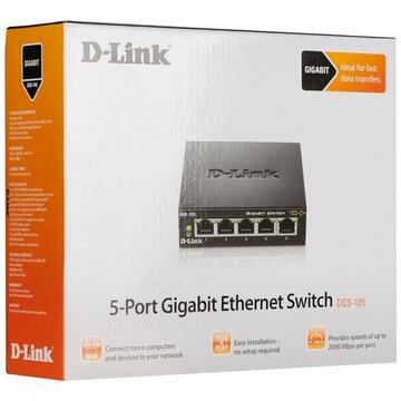 Switch D-Link Switch Desktop 5 porturi 10/100/1000 Gigabit in carcasa metalica