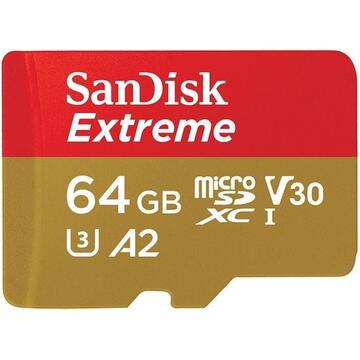 Card memorie SanDisk Extreme 64GB SDXC / UHS/1, V30, A1, viteza pana la 160 MB/s