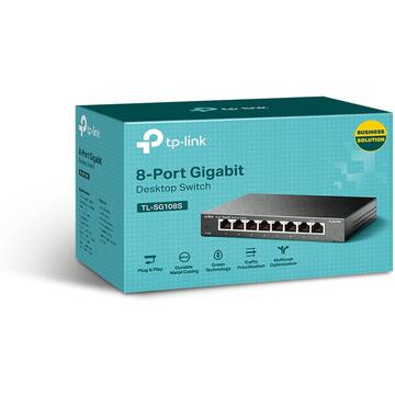 Switch TP-LINK TL-SG108S 8-Port Desktop Gigabit Ethernet Switch, Steel Case
