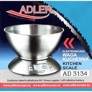 Cantar de bucatarie Weighing scale kitchen Adler AD 3134 (inox color)