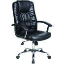 Scaun de birou, brate metalice, rotile, piele ecologica eleganta, Office Products Cyprus - negru