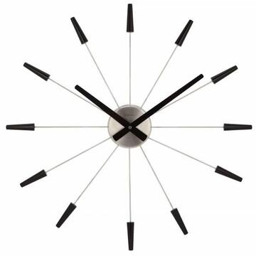 Ceas de perete, D-58 cm, otel inoxidabil, NeXtime - "Plug Inn", negru