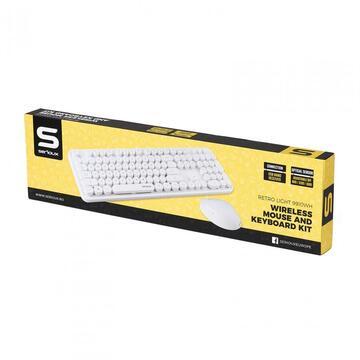 Tastatura Serioux Kit wireless tastatura + mouse Retro, alb