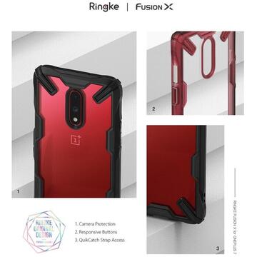 Husa Husa OnePlus 7 Ringke FUSION X Transparent/Rosu