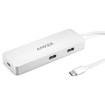 Anker Hub Premium USB-C, Gigabit Ethernet, 2xUSB 3.0, Power Delivery, Argintiu