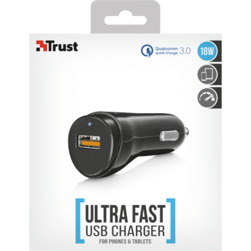 Trust Ultra Fast USB Car Charger with QC3.0 and auto-detect
