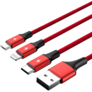 Unitek cablu USB-USB-C/microUSB/Lightning, 1.2m, roșu, C4049RD