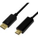 LOGILINK - DisplayPort cable, DP 1.2 to HDMI 1.4, black, 1m
