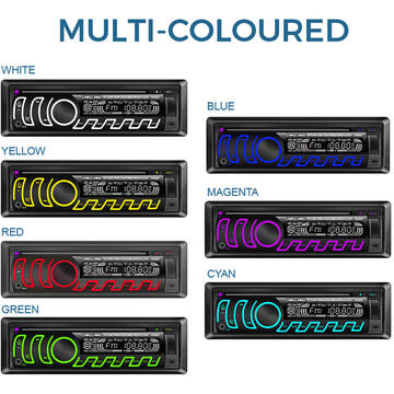 Sistem auto Carguard CD MP3 player auto cu BLUETOOTH, butoane in 7 culori diferite, FM, USB card SD, AUX IN