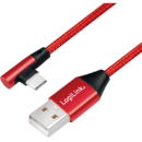 LOGILINK - USB 2.0 Cable USB-A male to USB-C (90° angled) male, red, 1m
