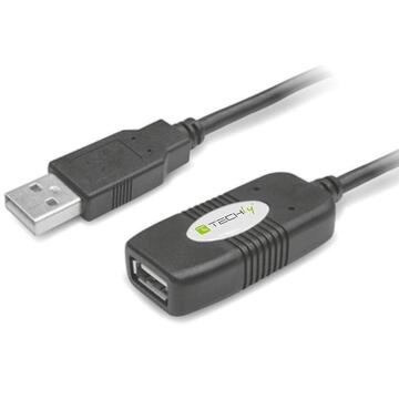 Techly Cablu prelungitor USB 2.0 activ USB A/USB A M/F 10m negru