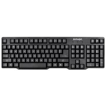 Tastatura Keyboard Activejet K-3021,USB 2.0,Negru, Numar taste 106