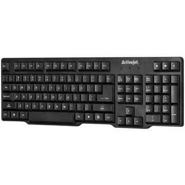 Tastatura Keyboard Activejet K-3021,USB 2.0,Negru, Numar taste 106