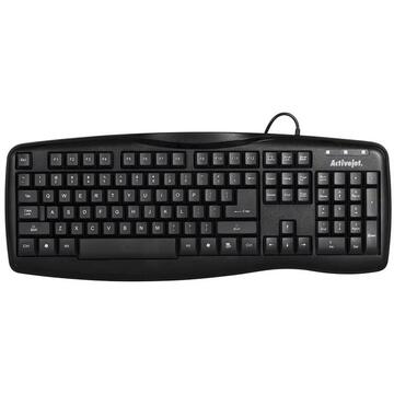 Tastatura Keyboard Activejet K-3045 (membrane; USB 2.0; (US); Negru, 104 taste, USB, Cu fir