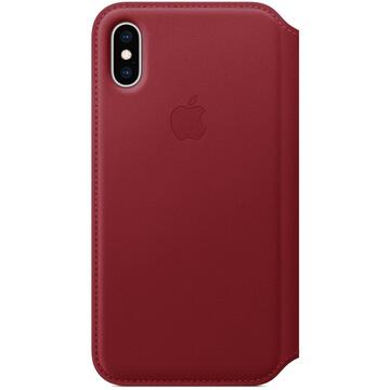 Leather Folio Apple iPhone XS Rosu