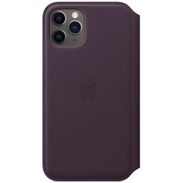 Husa Apple pentru iPhone 11 Pro, Piele, Aubergine