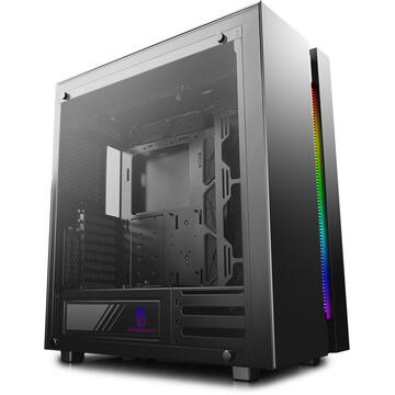 Carcasa CARCASA DeepCool Middle-Tower E-ATX, iluminare RGB, RGB controller, tempered glass, front audio &amp; 2x USB 3.0, black "NEW ARK 90SE"