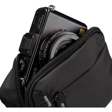Husa camera foto/video Case Logic, buzunar frontal, carabina, nylon, negru "TBC403K"/3201467
