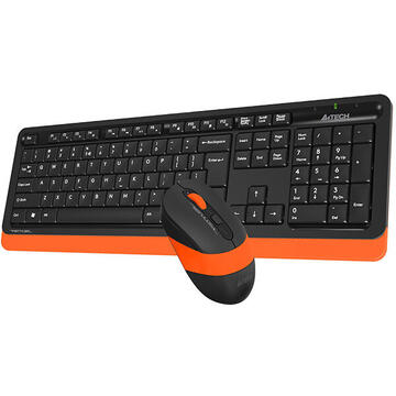 Tastatura KIT wireless A4Tech Fstyler, tastatura wireless "FG10" (104 taste) + mouse wireless "FGK10" (4 but., 2000dpi), orange, "FG1010 Orange"(include timbru verde 0.5 lei)