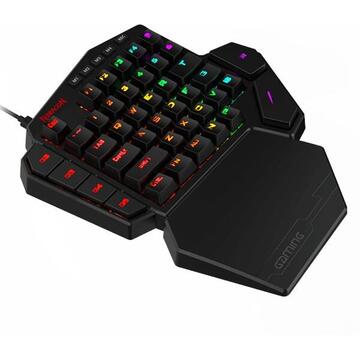Tastatura mecanica One-hand Redragon Diti neagra iluminare RGB