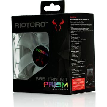 Riotoro Set 2 ventilatoare  Prism 120mm iluminare RGB