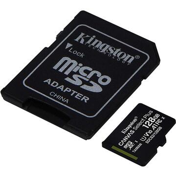 Card memorie Kingston cu adaptor Canvas Select Plus SDCS2/128GB (128GB; Class 10, Class U1, V10; + adapter)
