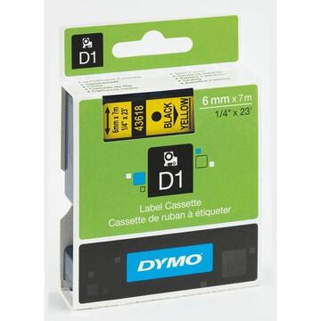 Tape DYMO D1- 6mm x 7m Negru/żółty S0720790 (6mm )