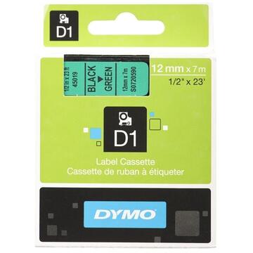 Tape DYMO D1- 12mm x 7m Negru/zielony S0720590 (12mm )