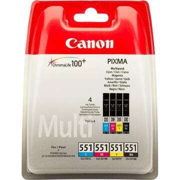 Pachet 4 tonere inkjet Canon CLI-551 color + negru