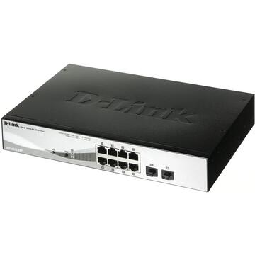 Switch D-Link DGS-1210-08P, 6 porturi 10/100/1000 Gigabit PoE, 2 porturi combo